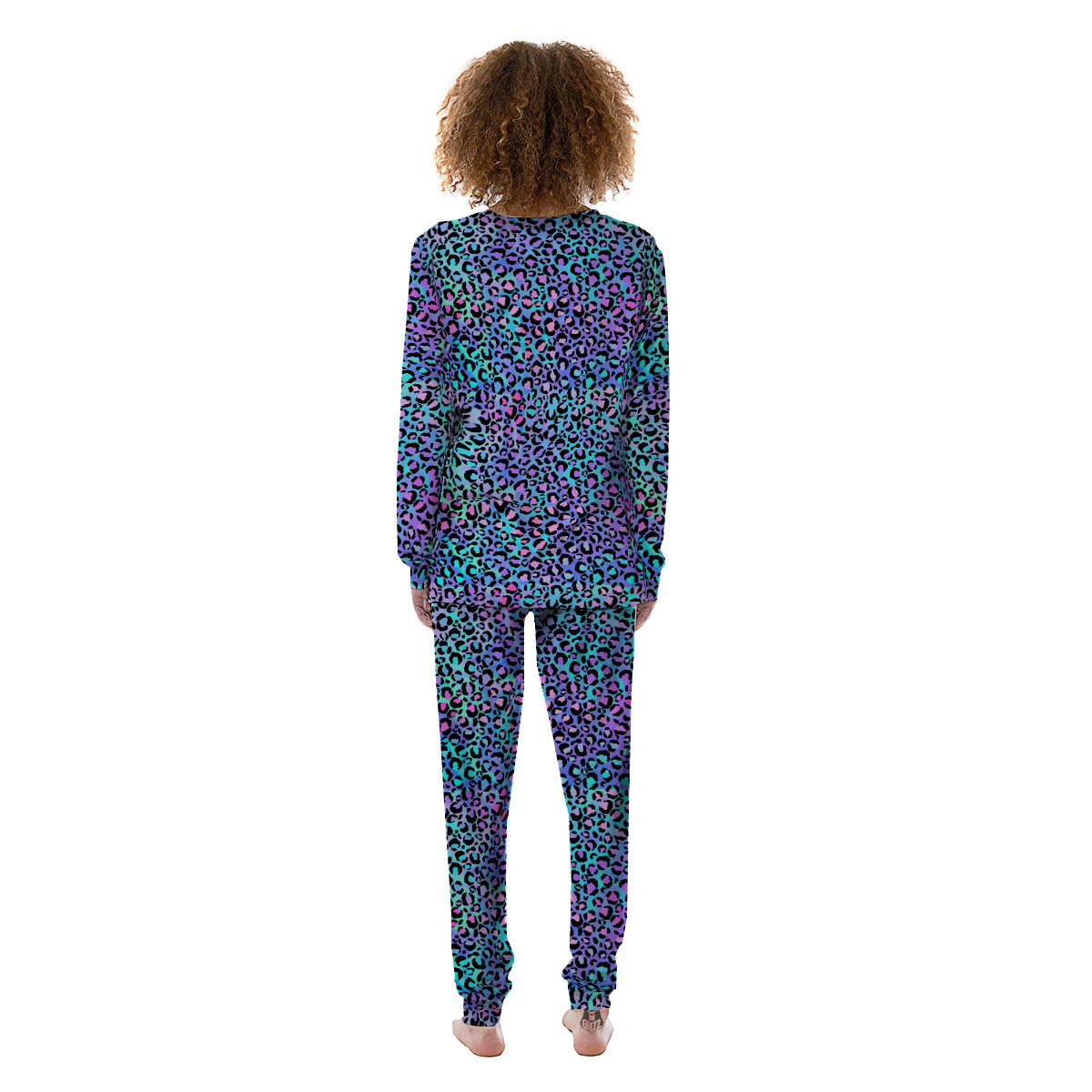 Leopard Teal And Purple Print Pattern Women's Pajamas-grizzshop