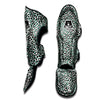 Leopard Teal And White Print Pattern Muay Thai Shin Guards-grizzshop