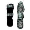 Leopard Teal And White Print Pattern Muay Thai Shin Guards-grizzshop