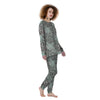 Leopard Teal And White Print Pattern Women's Pajamas-grizzshop