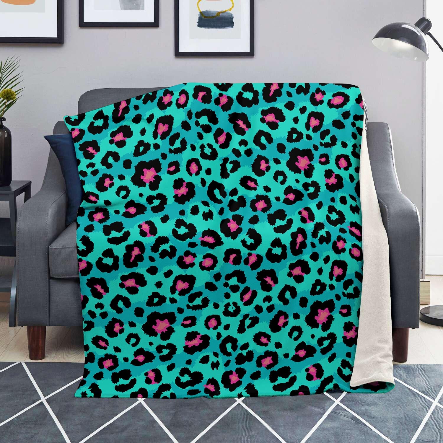 Leopard Teal Print Blanket-grizzshop