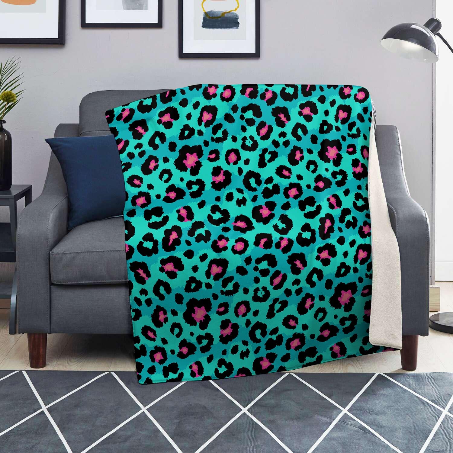 Leopard Teal Print Blanket-grizzshop