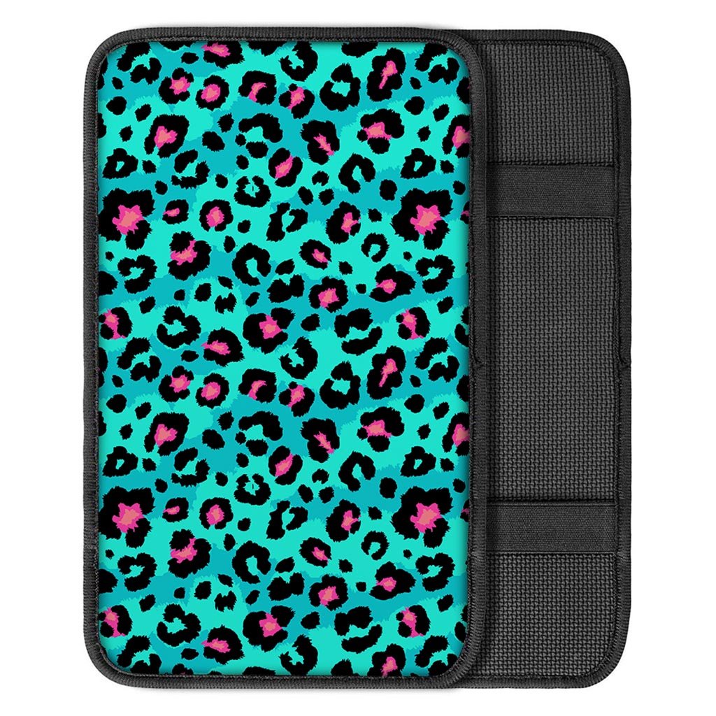 Leopard Teal Print Car Console Cover-grizzshop