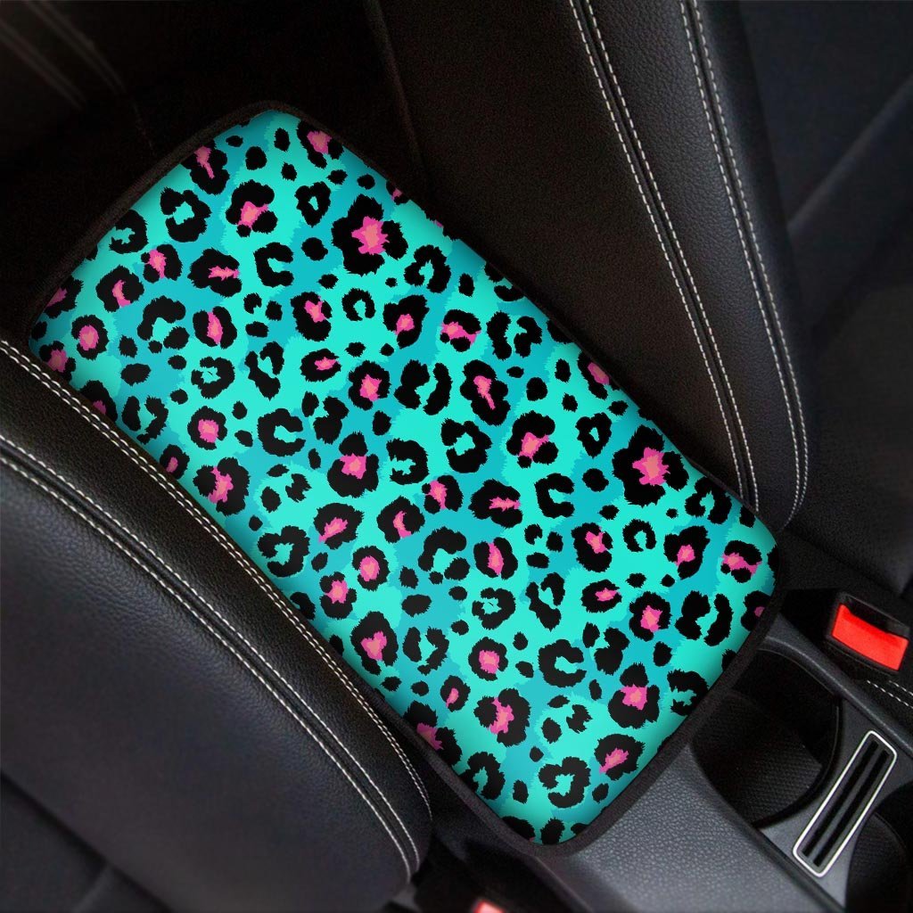 Leopard Teal Print Car Console Cover-grizzshop