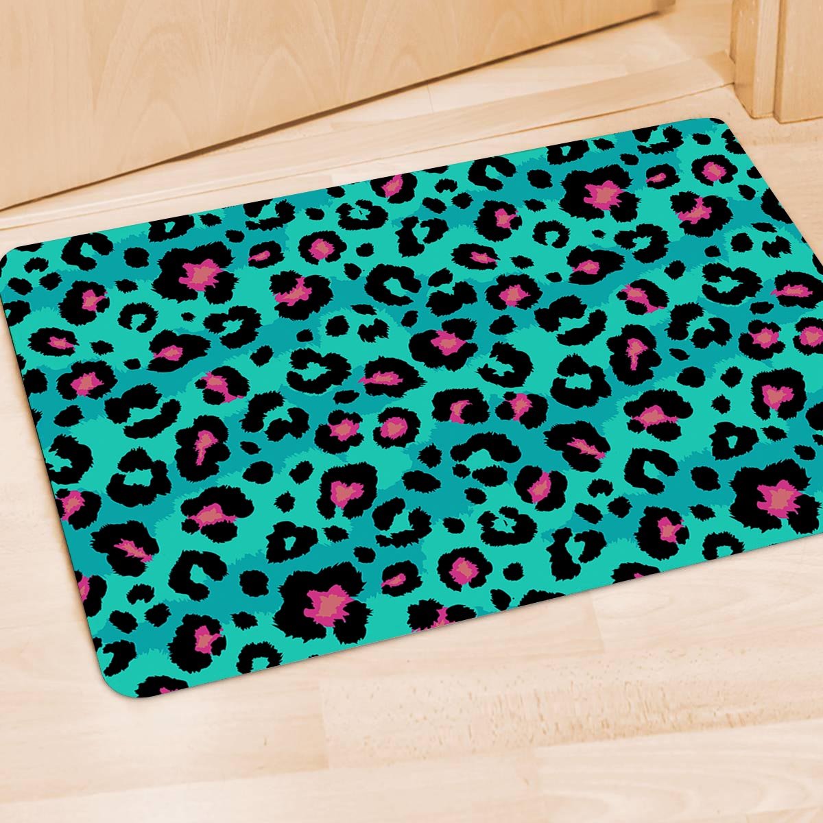 Leopard Teal Print Door Mat-grizzshop