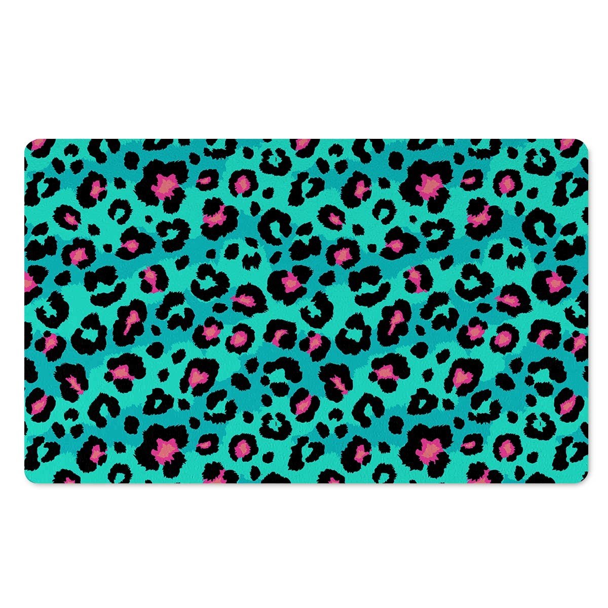 Leopard Teal Print Door Mat-grizzshop