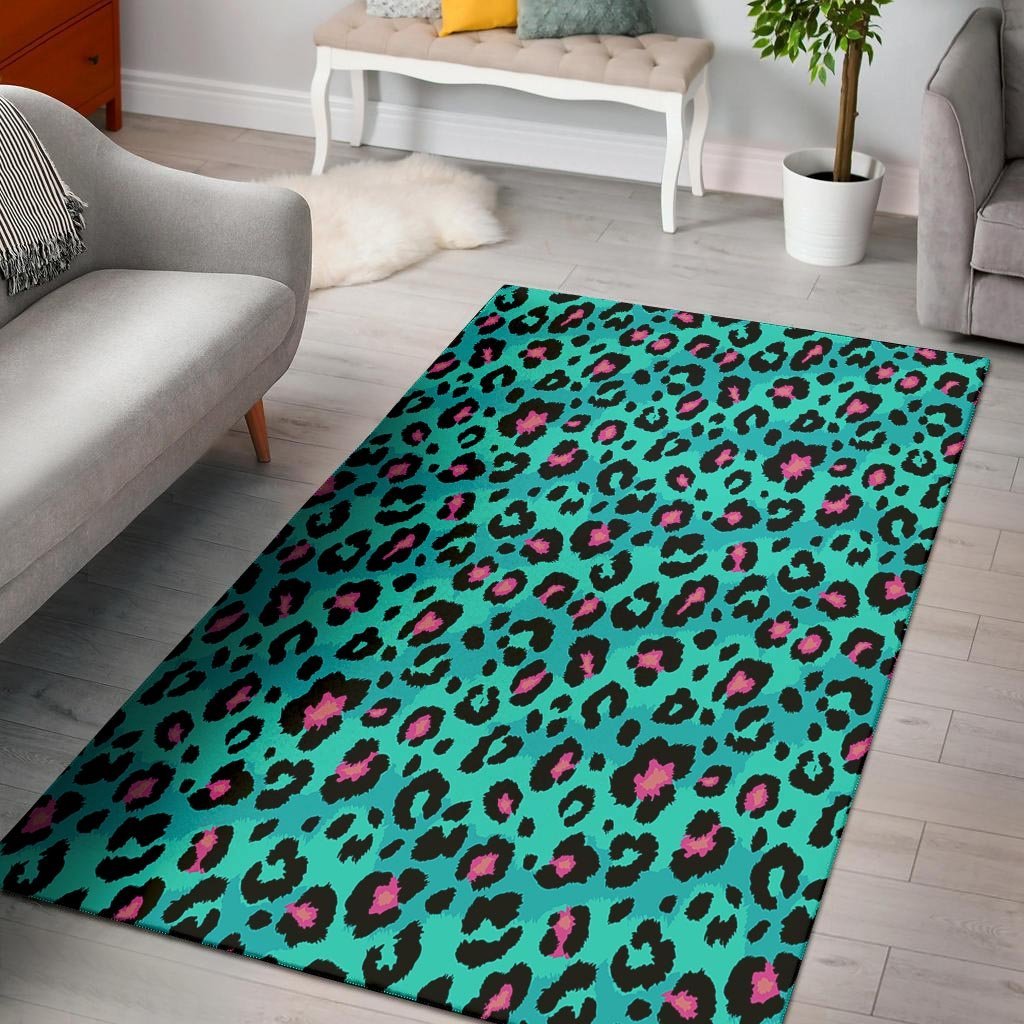 Leopard Teal Print Floor Mat-grizzshop