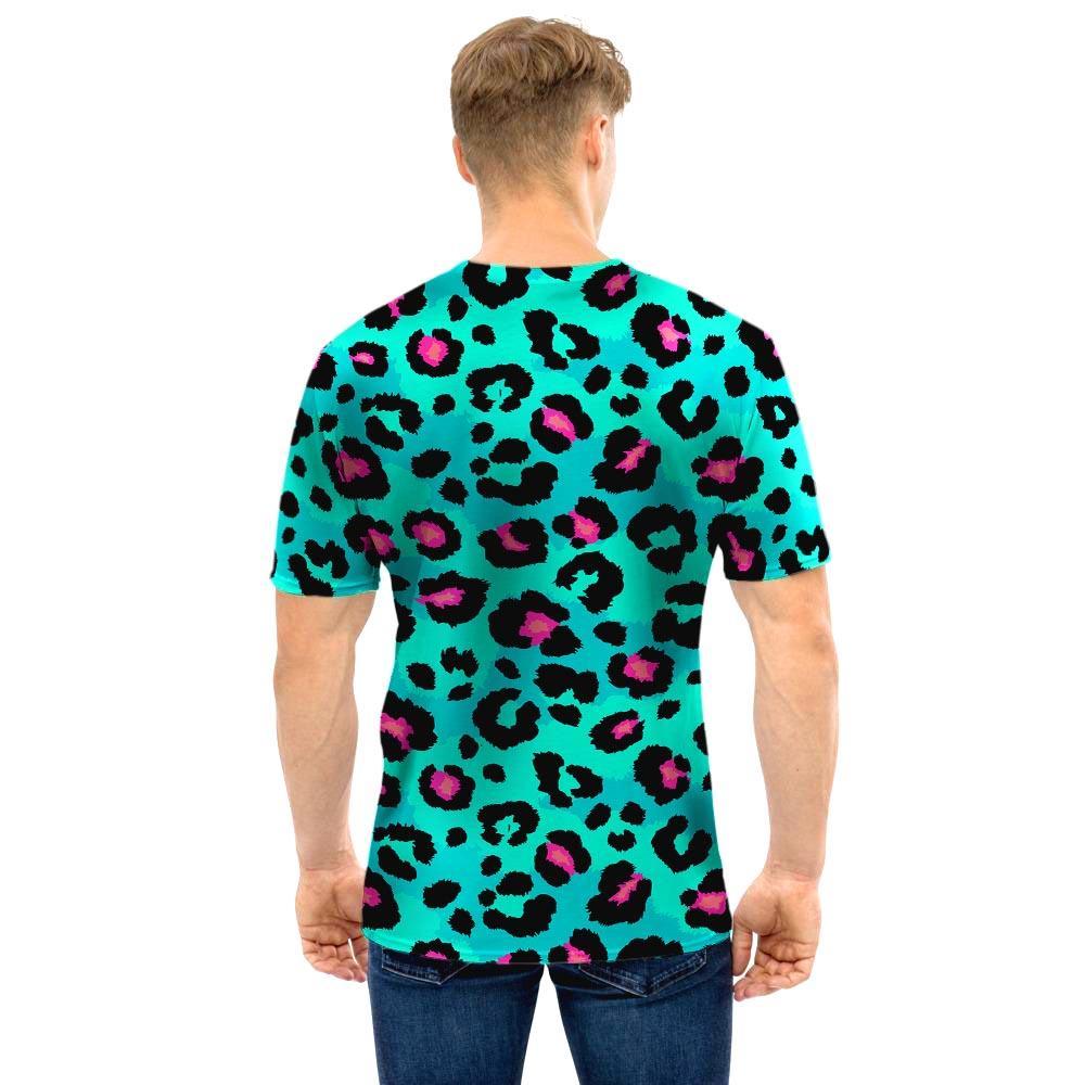 Leopard Teal Print Men T Shirt-grizzshop