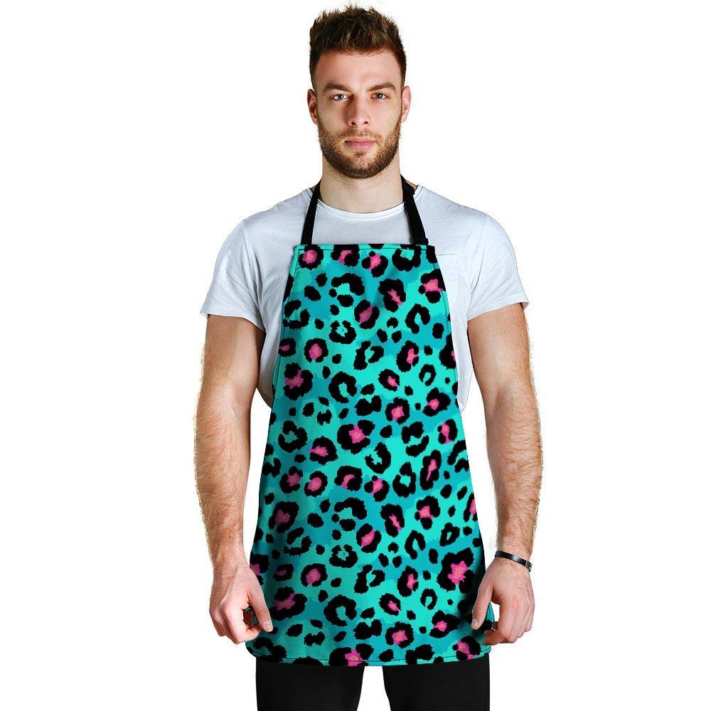 Leopard Teal Print Men's Apron-grizzshop