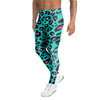 Leopard Teal Print Men's Leggings-grizzshop