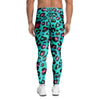 Leopard Teal Print Men's Leggings-grizzshop