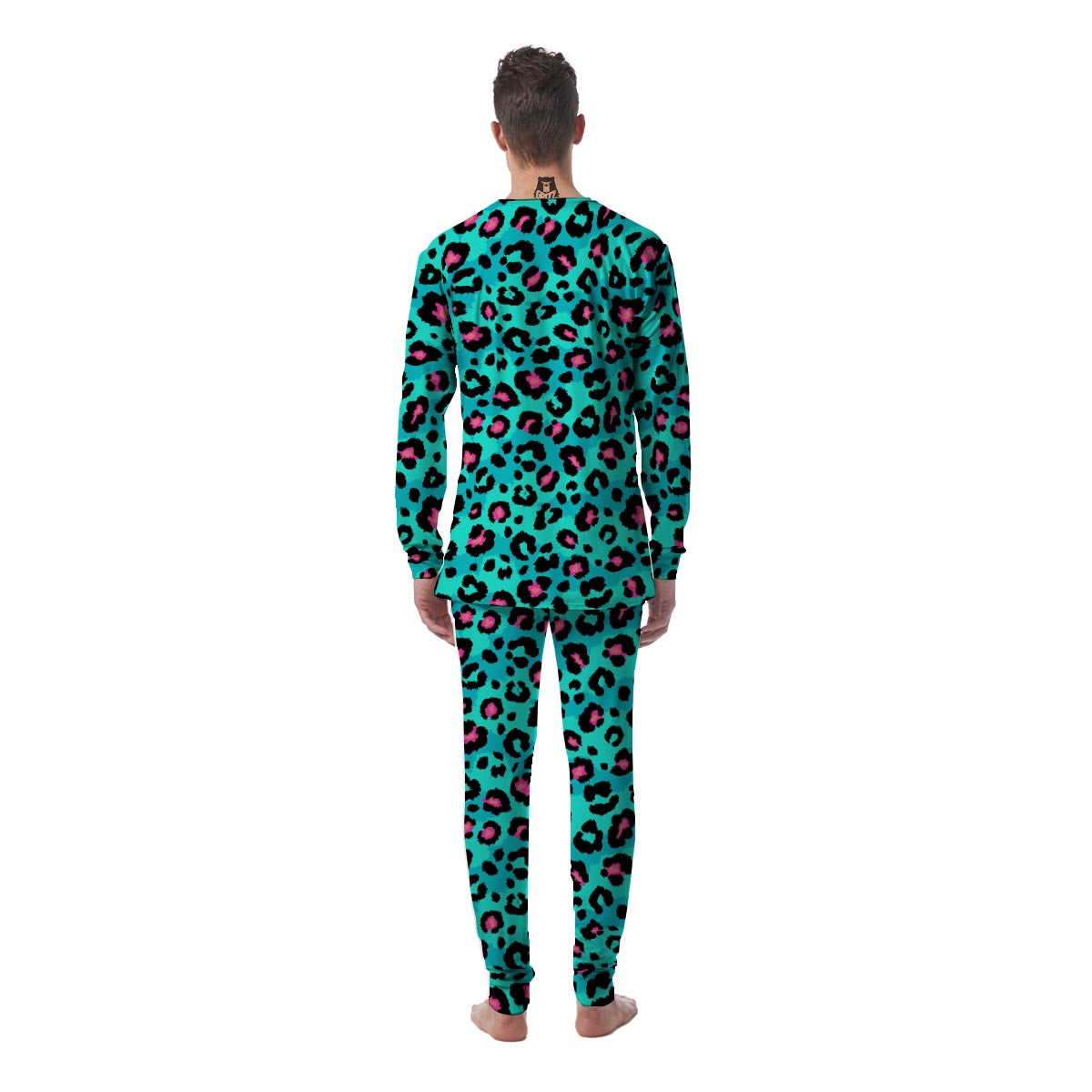 Leopard Teal Print Men's Pajamas-grizzshop