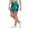 Leopard Teal Print Mini Skirt-grizzshop