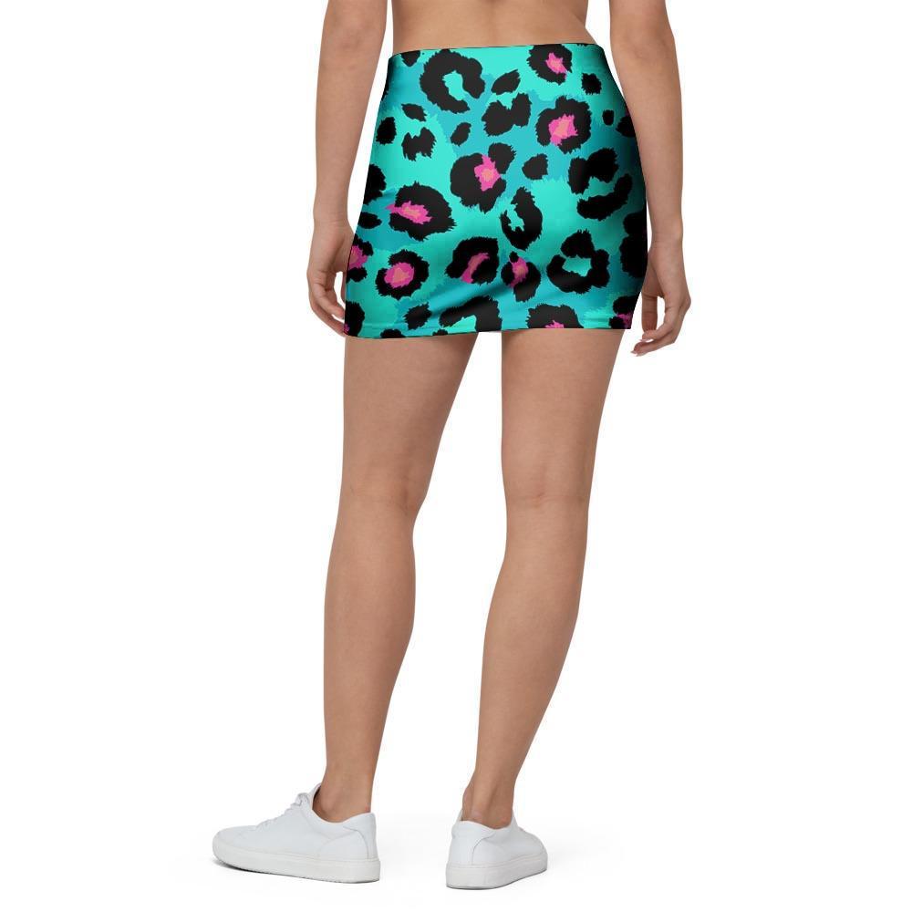 Leopard Teal Print Mini Skirt-grizzshop