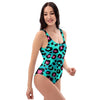 Leopard Teal Print One Piece Swimsuite-grizzshop