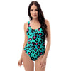 Leopard Teal Print One Piece Swimsuite-grizzshop