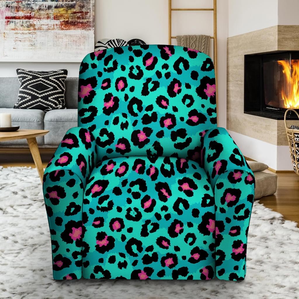 Leopard Teal Print Recliner Cover-grizzshop