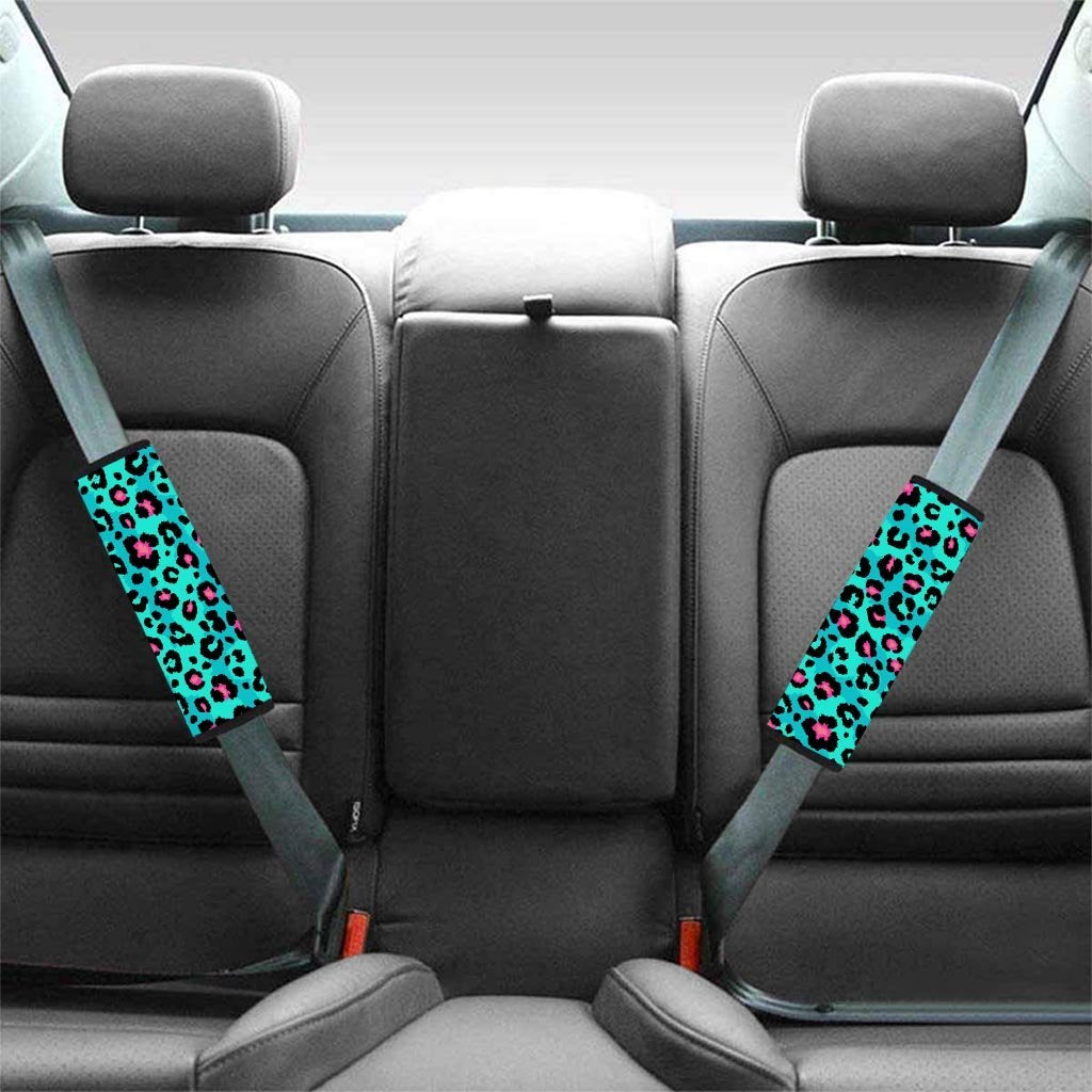 Leopard Teal Print Seat Belt Cover-grizzshop