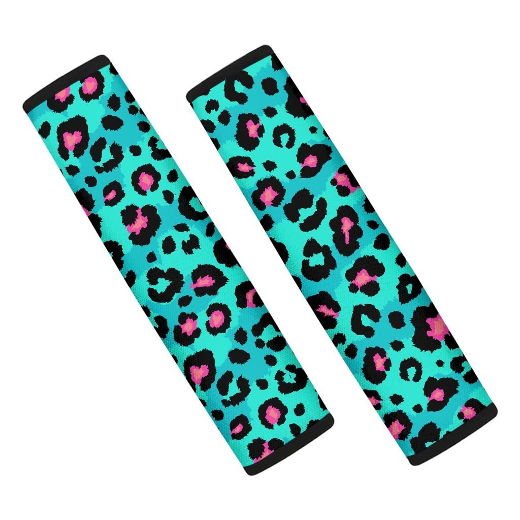 Leopard Teal Print Seat Belt Cover-grizzshop