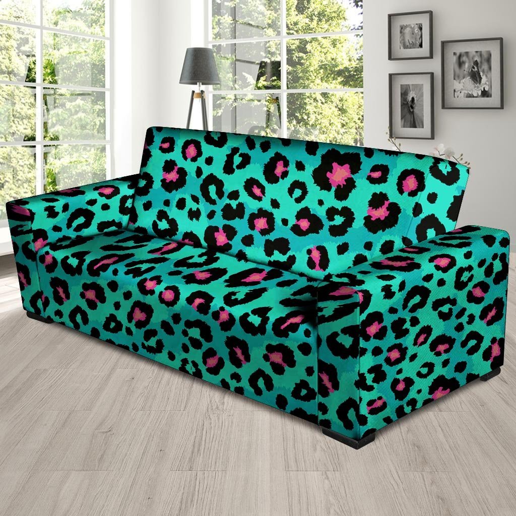 Leopard Teal Print Sofa Cover-grizzshop