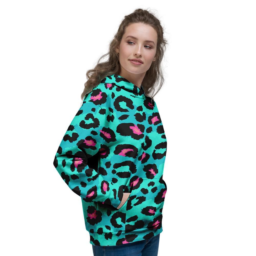 Leopard Teal Print Women's Hoodie-grizzshop