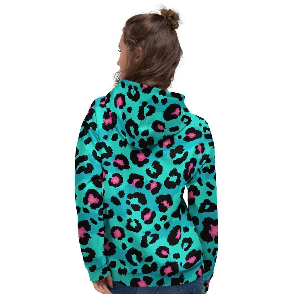 Leopard Teal Print Women's Hoodie-grizzshop