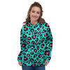 Leopard Teal Print Women's Hoodie-grizzshop