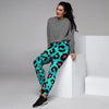 Leopard Teal Print Women's Joggers-grizzshop