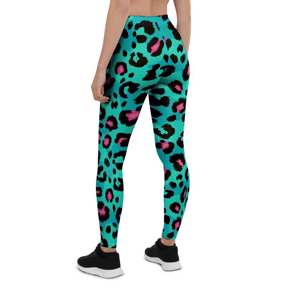 Leopard Teal Print Women's Leggings-grizzshop