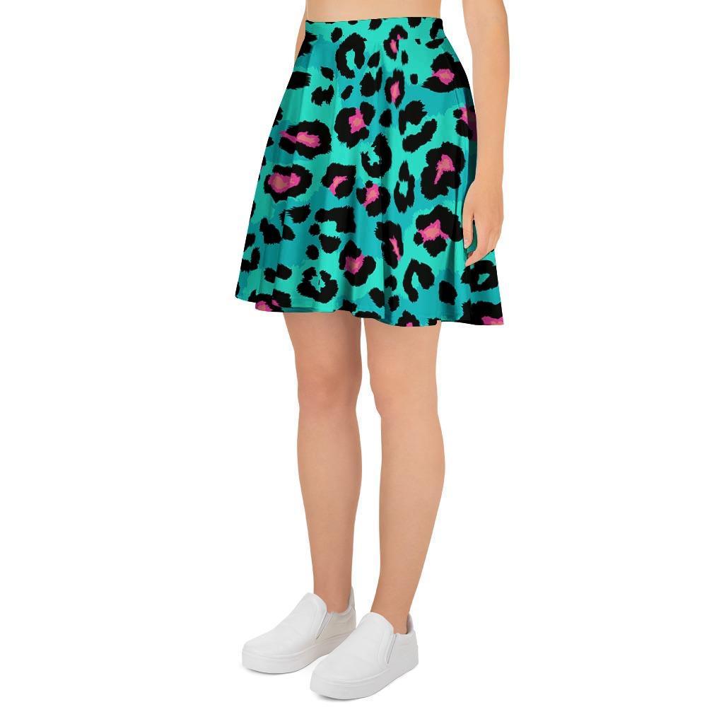 Leopard Teal Print Women's Skirt-grizzshop
