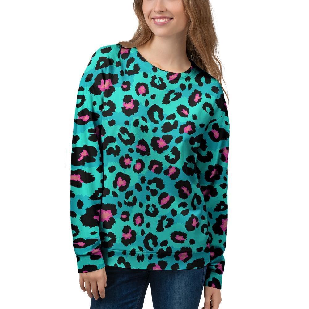 Leopard Teal Print Women's Sweatshirt-grizzshop