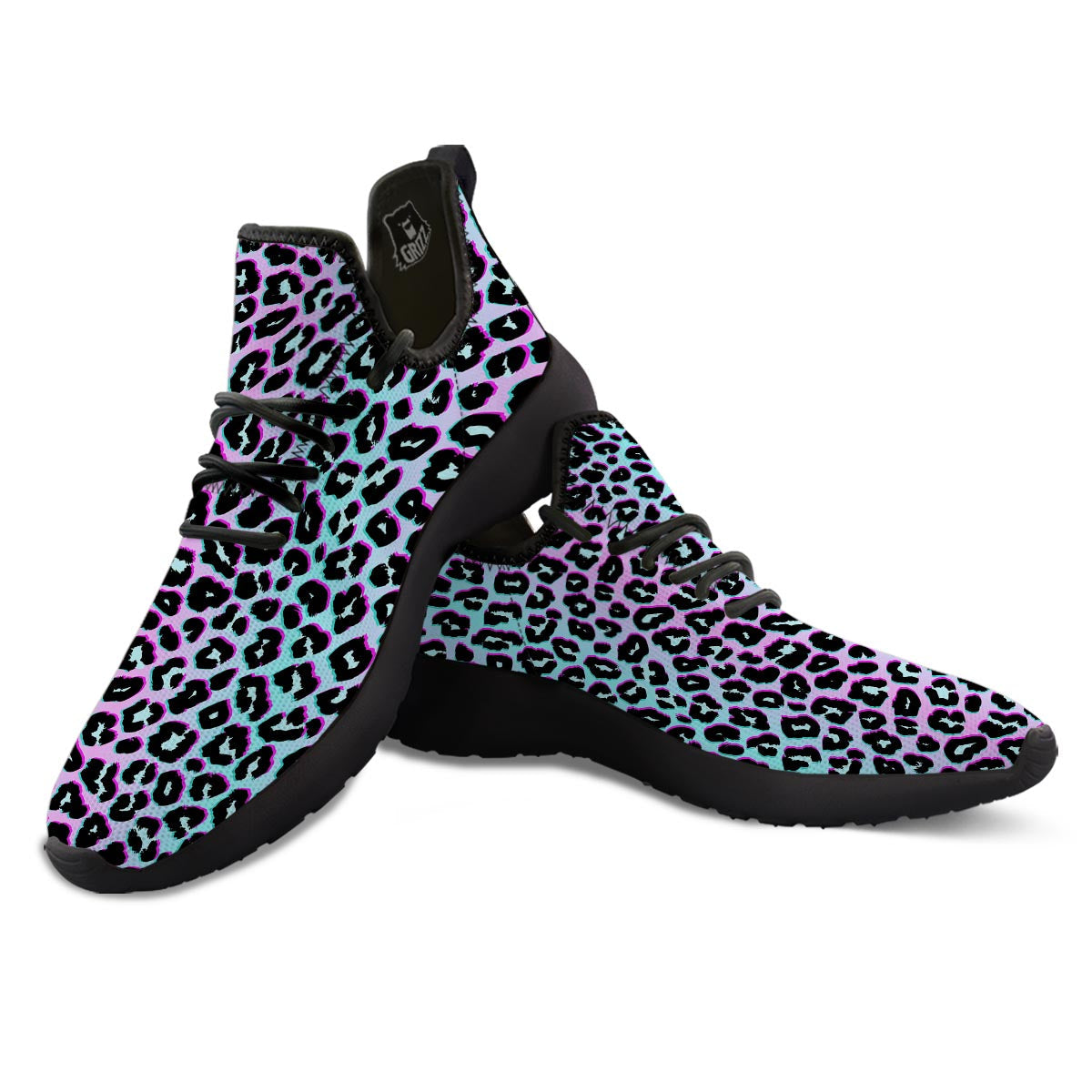 Leopard Trippy Psychedelic Print Pattern Black Athletic Shoes-grizzshop