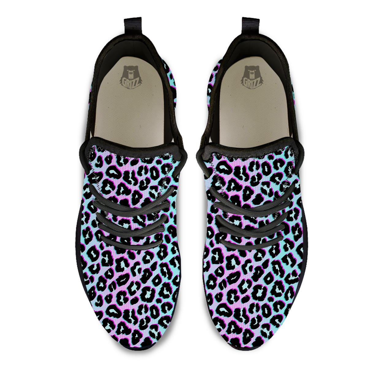 Leopard Trippy Psychedelic Print Pattern Black Athletic Shoes-grizzshop