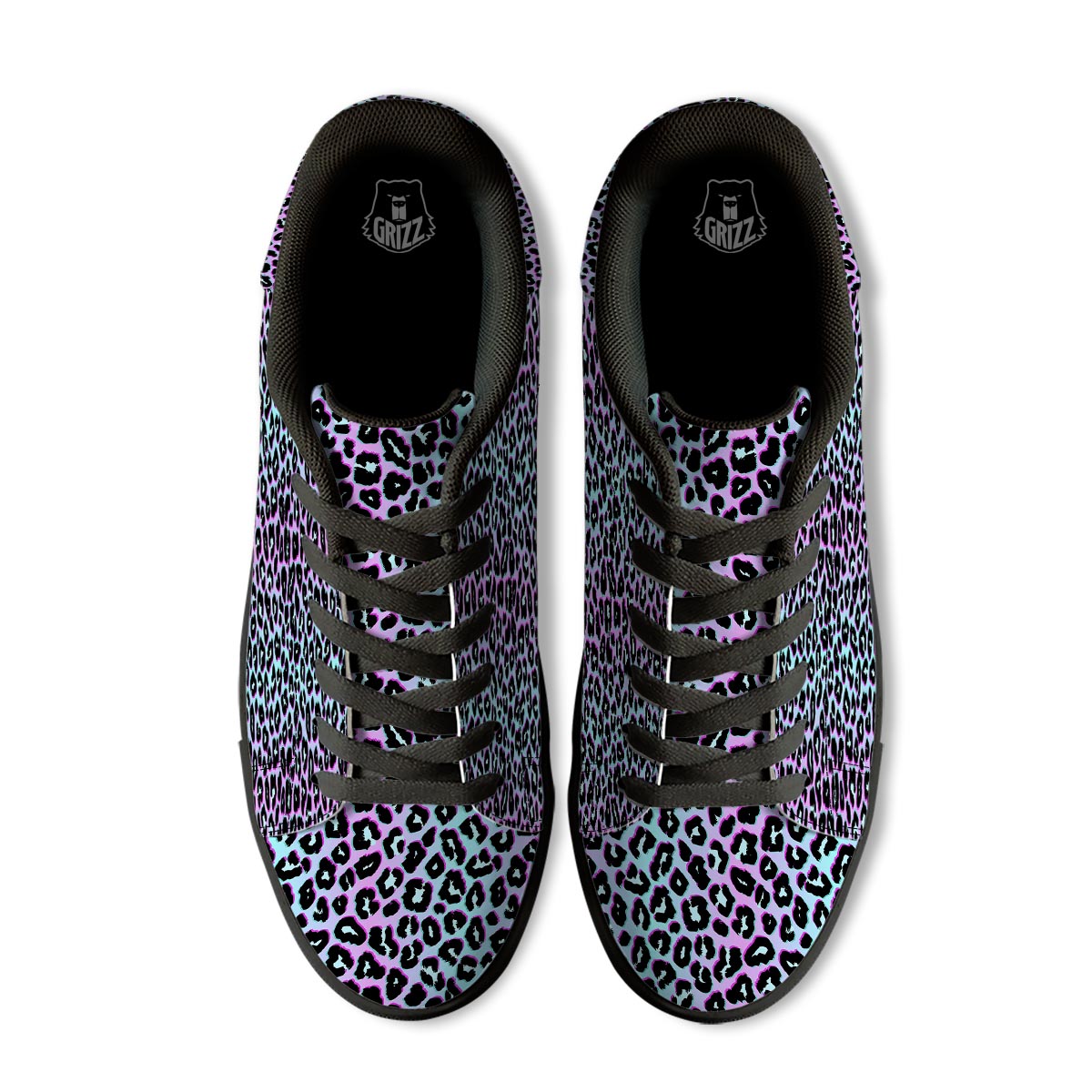 Leopard Trippy Psychedelic Print Pattern Black Low Top Sneakers-grizzshop