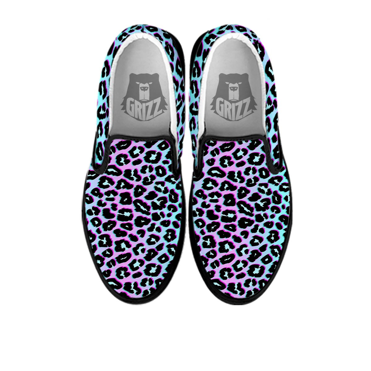 Leopard Trippy Psychedelic Print Pattern Black Slip On Shoes-grizzshop