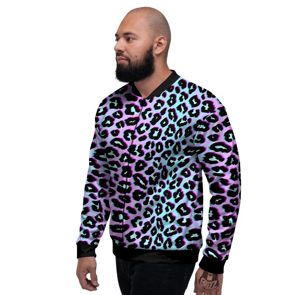 Leopard Trippy Psychedelic Print Pattern Men's Bomber Jacket-grizzshop