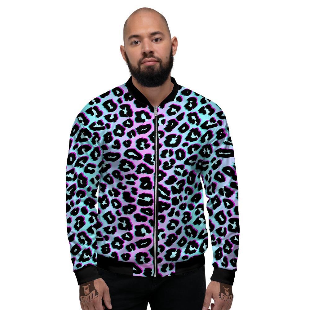 Leopard Trippy Psychedelic Print Pattern Men's Bomber Jacket-grizzshop