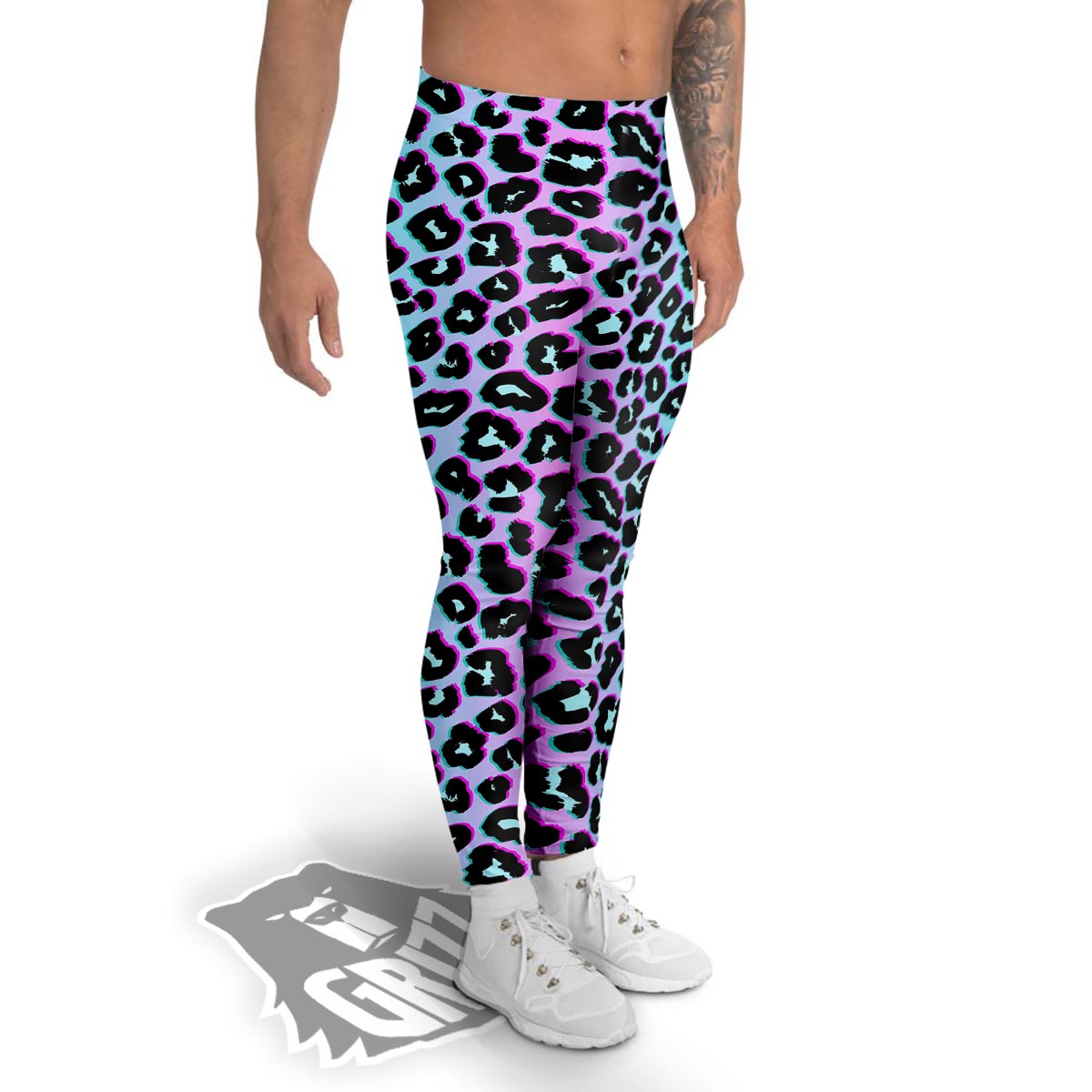 Leopard Trippy Psychedelic Print Pattern Men's Leggings-grizzshop