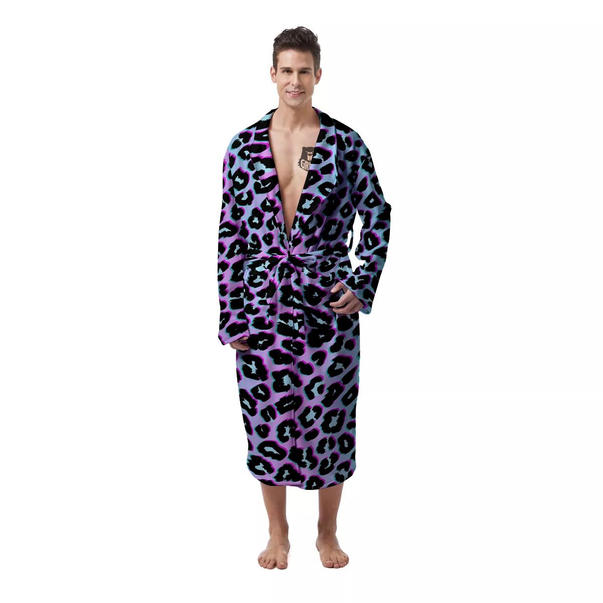 Leopard Trippy Psychedelic Print Pattern Men's Robe-grizzshop