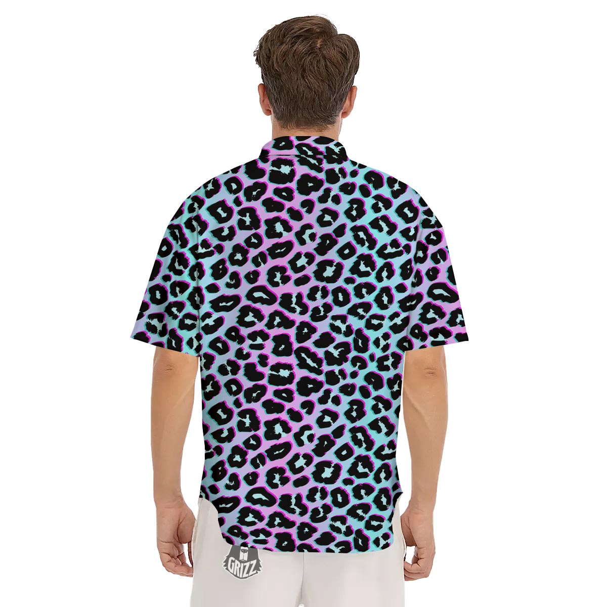 Leopard Trippy Psychedelic Print Pattern Men's Short Sleeve Shirts-grizzshop