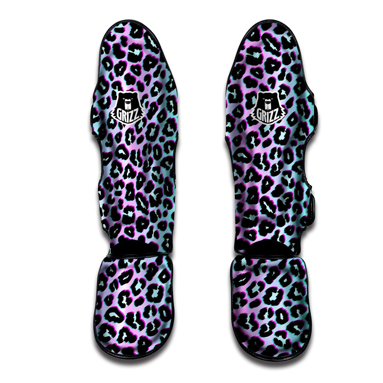 Leopard Trippy Psychedelic Print Pattern Muay Thai Shin Guards-grizzshop