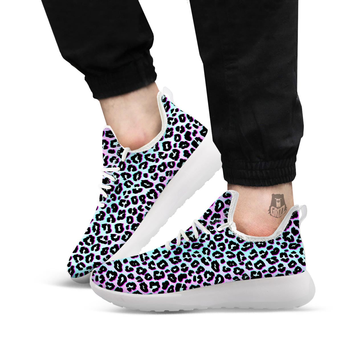 Leopard Trippy Psychedelic Print Pattern White Athletic Shoes-grizzshop