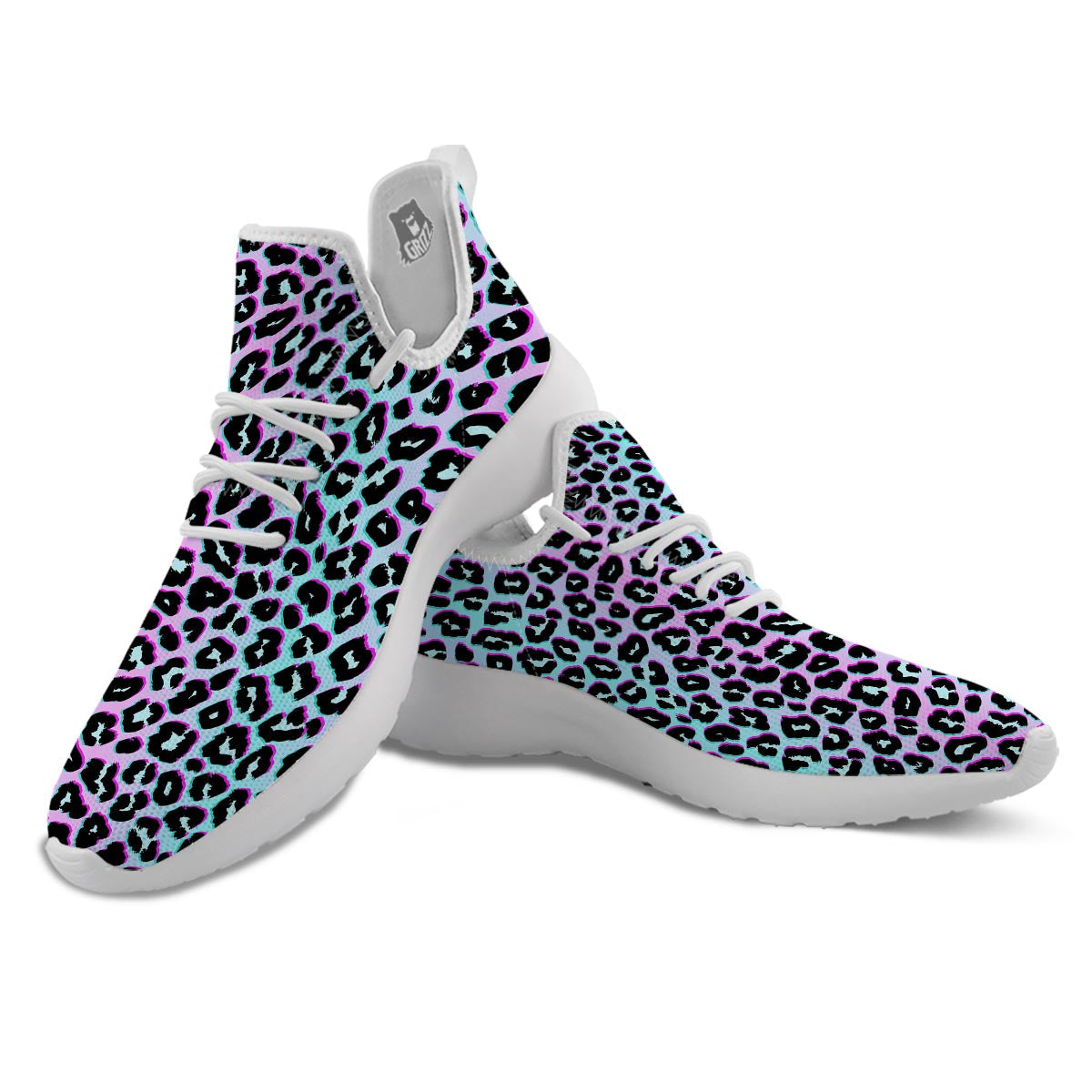 Leopard Trippy Psychedelic Print Pattern White Athletic Shoes-grizzshop