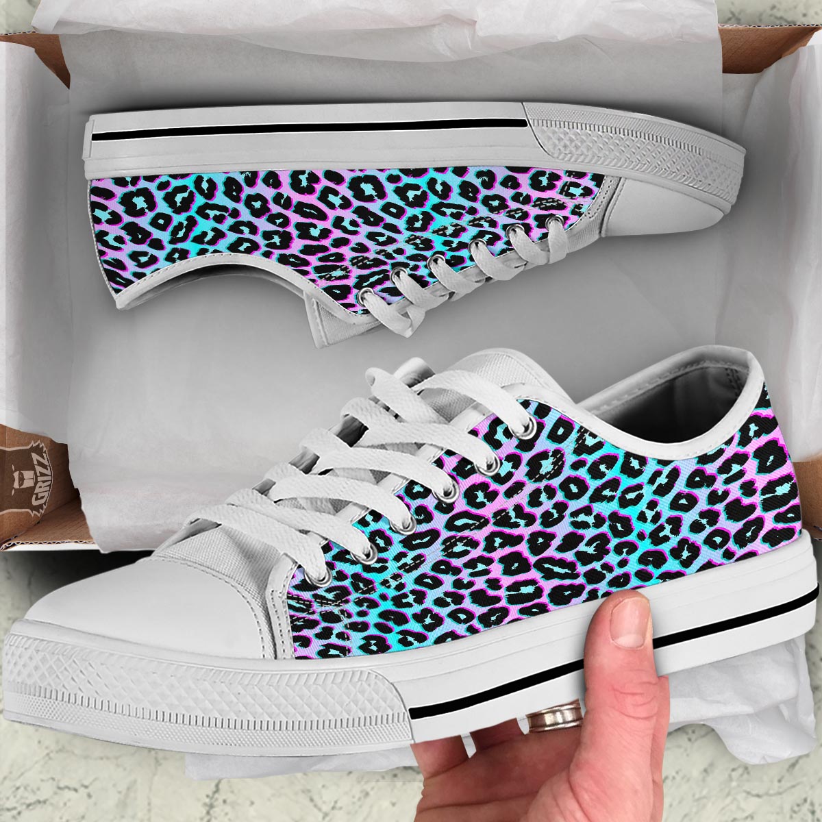 Leopard Trippy Psychedelic Print Pattern White Low Top Shoes-grizzshop