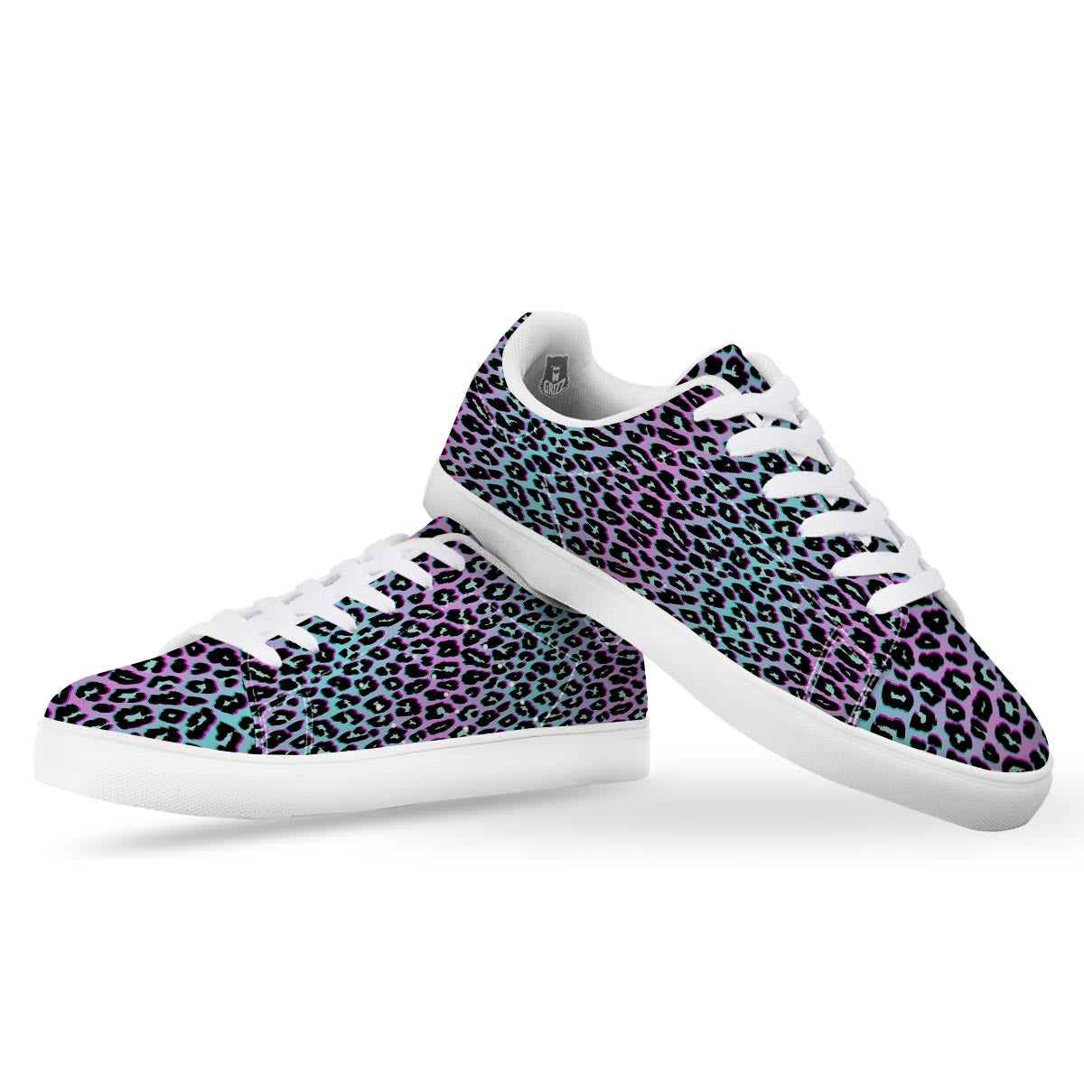 Leopard Trippy Psychedelic Print Pattern White Low Top Sneakers-grizzshop