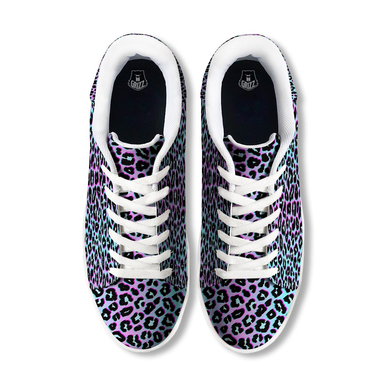 Leopard Trippy Psychedelic Print Pattern White Low Top Sneakers-grizzshop