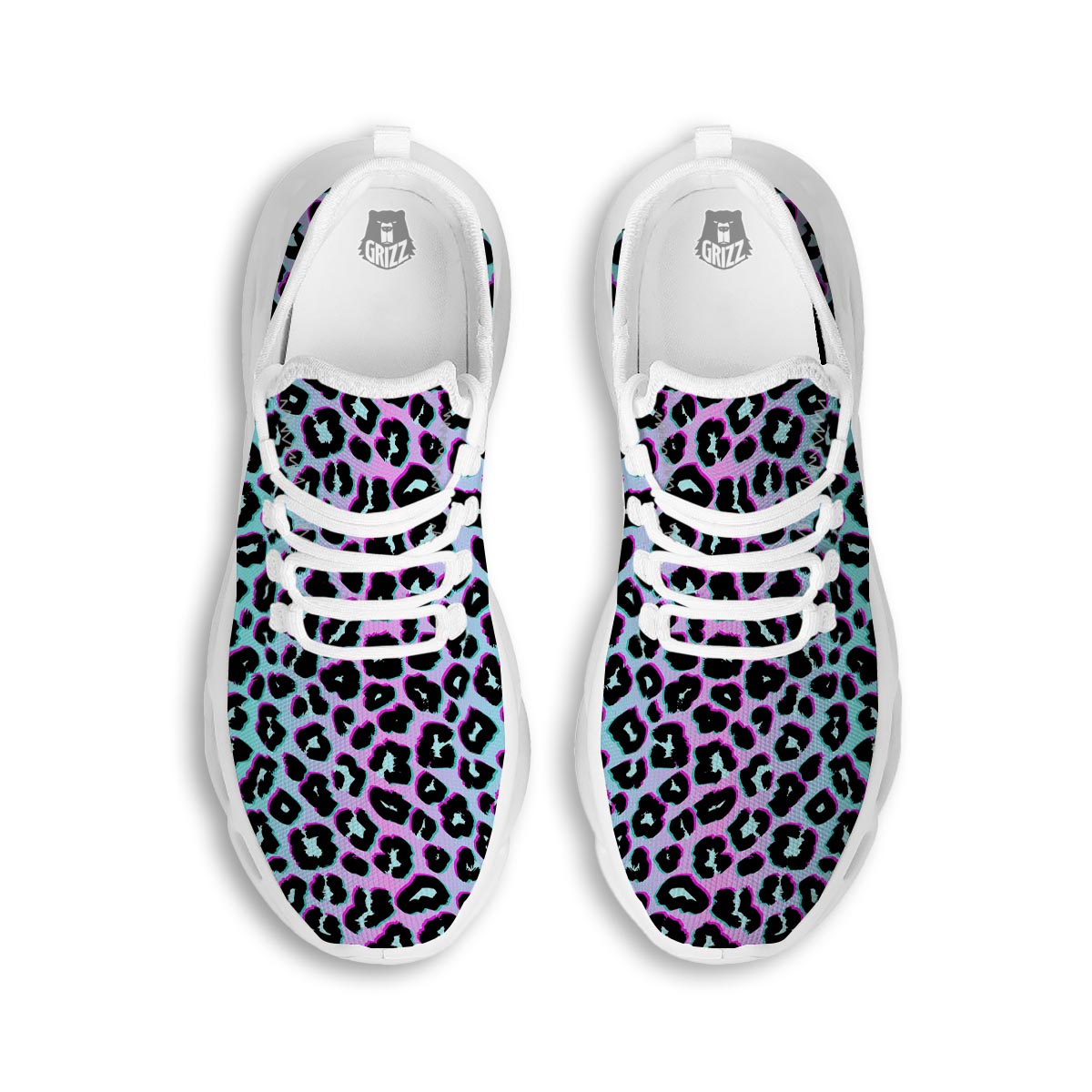 Leopard Trippy Psychedelic Print Pattern White Running Shoes-grizzshop