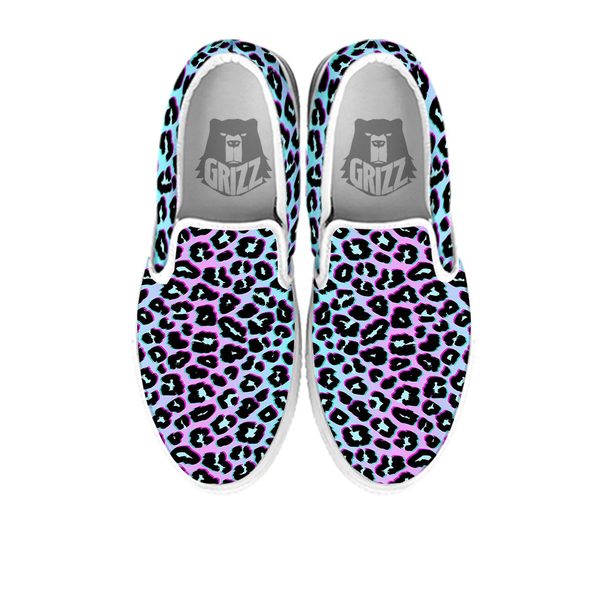 Leopard Trippy Psychedelic Print Pattern White Slip On Shoes-grizzshop