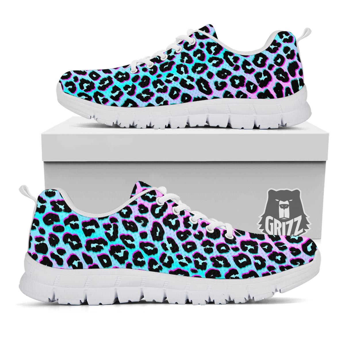 Leopard Trippy Psychedelic Print Pattern White Sneaker-grizzshop