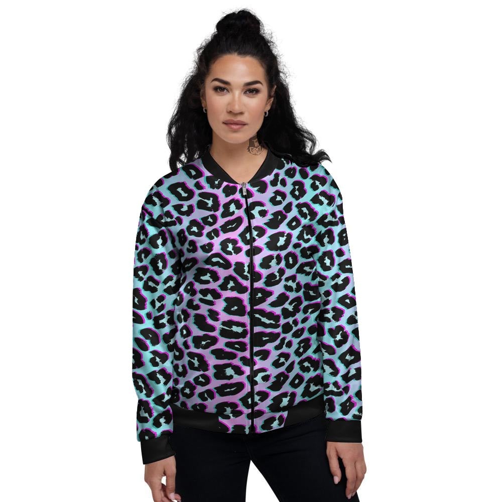 Leopard Trippy Psychedelic Print Pattern Women's Bomber Jacket-grizzshop